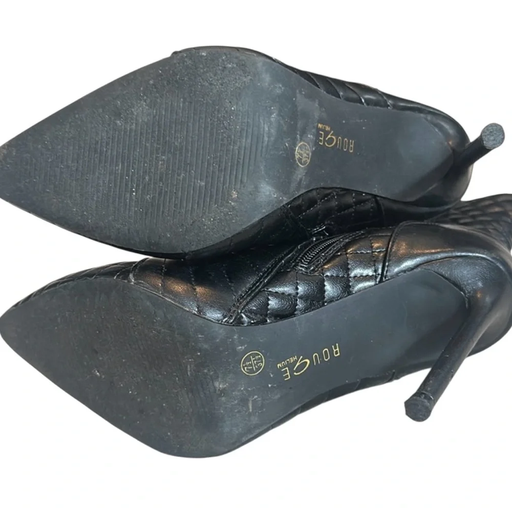 Rouge Helium Black Quilted Stiletto Ankle Boots – Size 7.5 - Picture 4 of 5